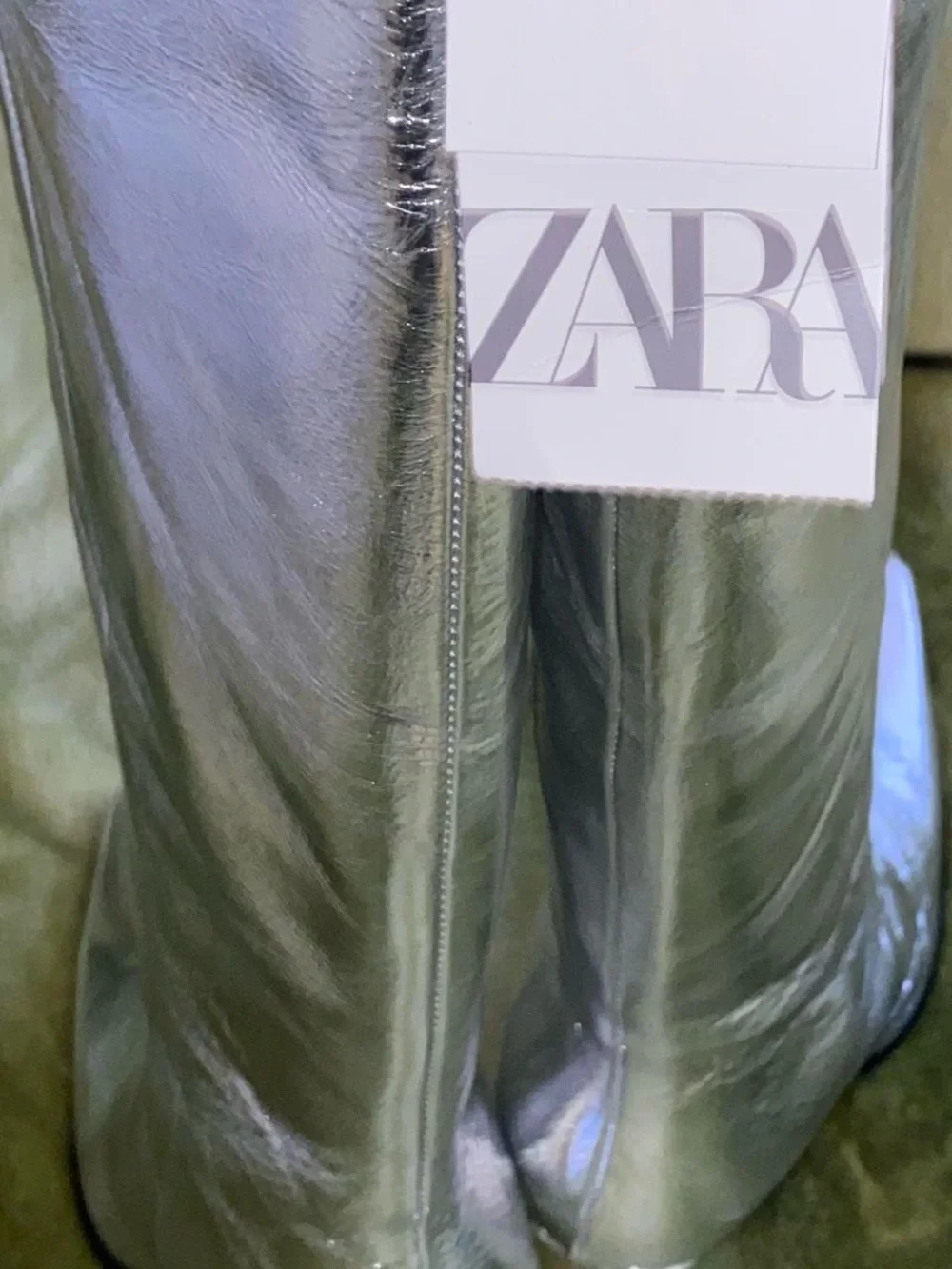 Silver Knee-High Block Heel Boots - Women